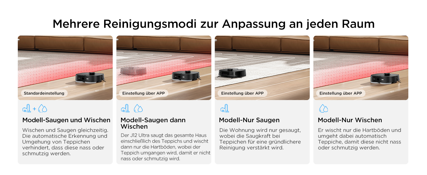 Робот-пилосос EUREKA J12 Ultra з функцією миття підлоги (самостійне очищення, миття та сушка), потужність всмоктування 5000Pa, обертова функція миття, Dual-LiDAR навігація, 3D уникнення перешкод, білий (чорний)