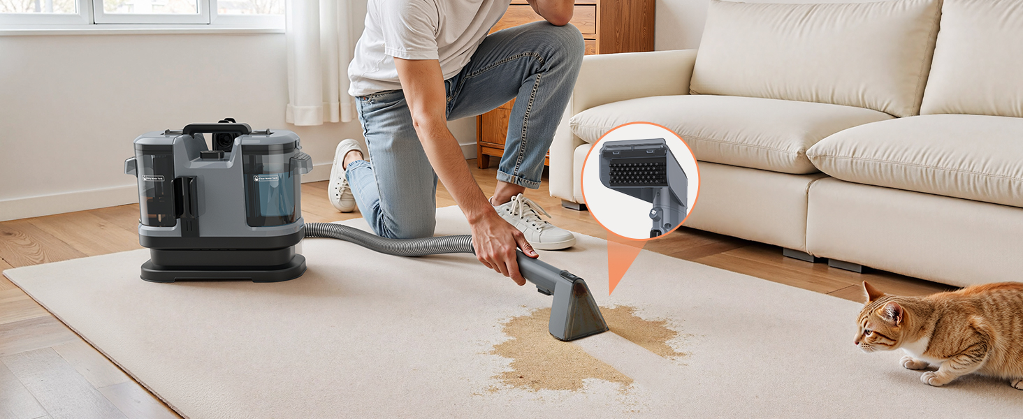 Наклепник для килимів та меблів 450W з потужністю всмоктування 13500Pa, білий. Ідеально для килимів, диванів, меблів, сходи, автомобіля та виведення плям. Великий бак та довгий кабель.