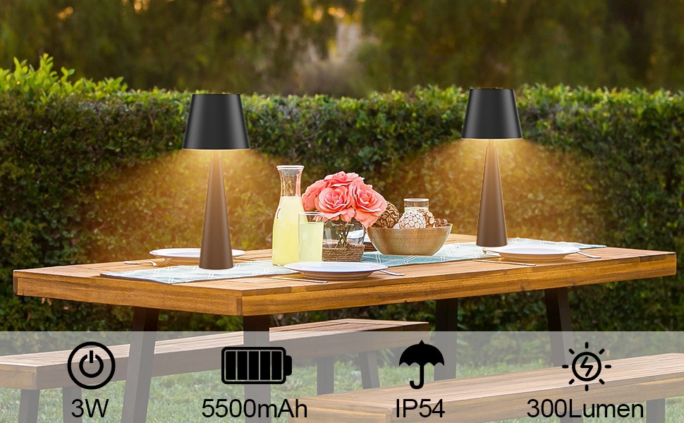 Coinmit LED лампа настільна диммерна, 5500mAh, акумуляторна, бездротова, 2 шт. (Чорний)