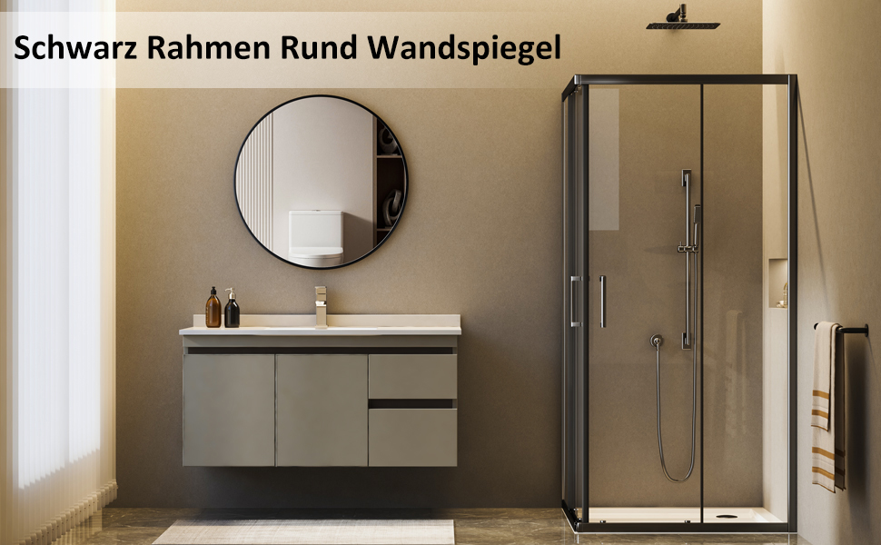 Дзеркало Spiegel для ванної кімнати 40x60 см, чорне, прямокутне, настінне, з металевим каркасом