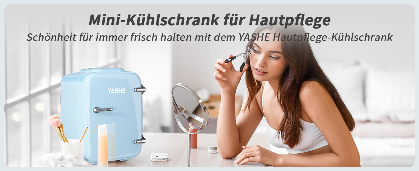 Міні-холодильник YASHE 4L, рожевий: для косметики, напоїв, 220V/12V, термоелектричний, для спальні, офісу, авто