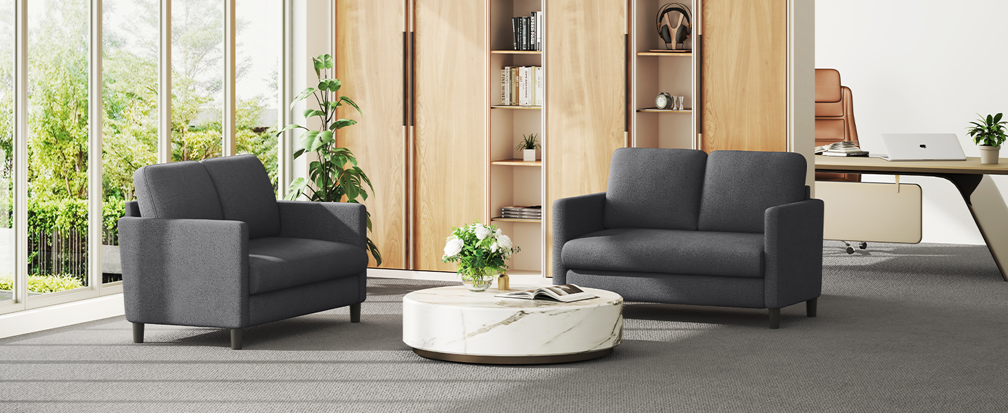 Двомісний диванчик для підліткової кімнати, компактний диван з масиву дерева, сірий колір, 130 см