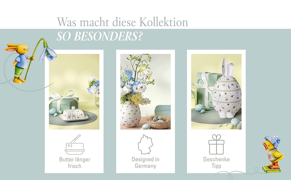 Ваза Villeroy & Boch Easter Delight Зелена, керамічна ваза для квітів, декор на Великдень, порцелянова ваза преміум-класу
