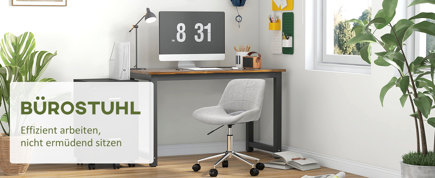 Офісне крісло HOMCOM з регулюванням висоти, комп'ютерне крісло з металевим каркасом, сірий колір, до 110 кг, 49 x 56,5 x 73-82,5 см