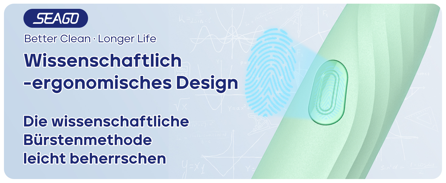 Електрична зубна щітка Seago SG-2316 (зелена) з 10 насадками, тиха, для подорожей, з тримачем та кейсом, ультразвукова, акумулятор 60 днів, таймер для дорослих