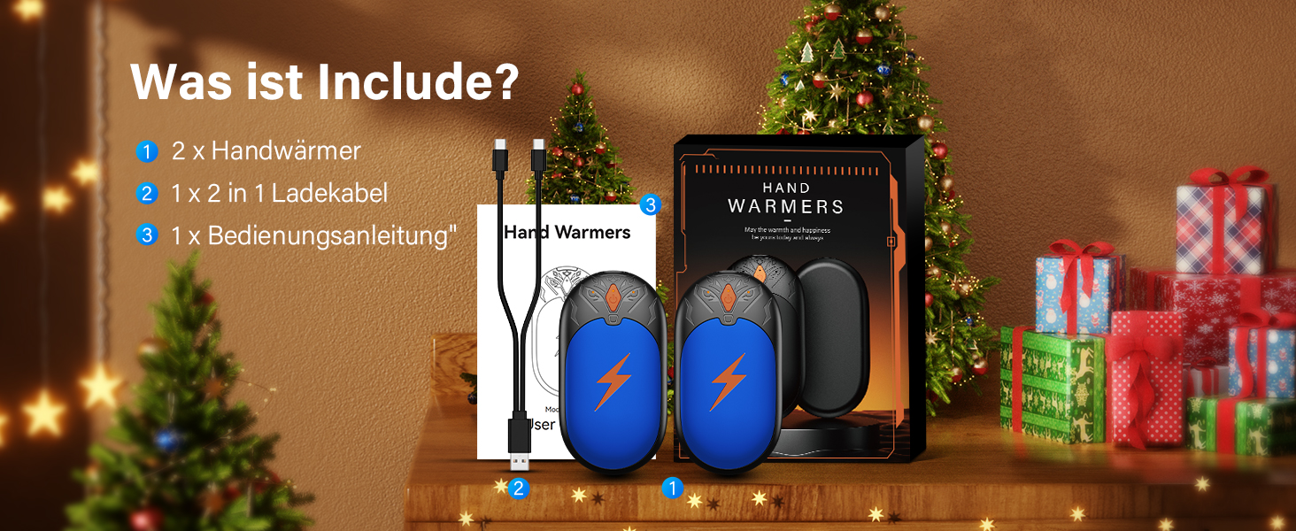 Електричні грілки для рук 2 шт., ультралегкі, перезаряджаються, портативні, 3 режими нагріву, до 24 годин, багаторазові USB грілки для рук для активного відпочинку взимку (блакитні)