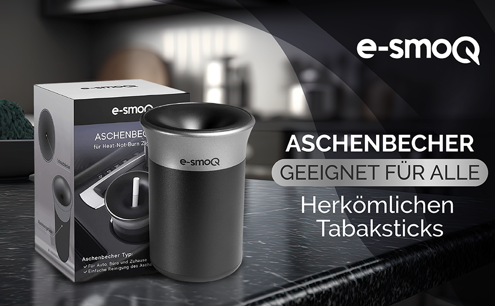 Попільничка e-smoQ з кришкою для електронних сигарет IQOS 3/3 DUO, аксесуар для авто, офісу, дому та вулиці, чорна/золота