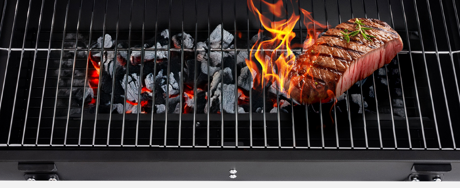 Дров'яний мангал Lehmann з решіткою-грилем XL, візком для дров, 2 полицями, кришкою, колесами та зручною ручкою. Ідеальний для саду, тераси, кемпінгу.