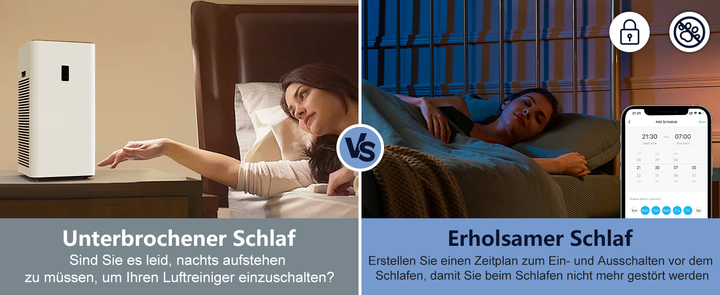 Повітряочисник для алергіків, квартири та кімнат для курців, з 2 HEPA фільтрами H13, для видалення шерсті тварин, плісняви, пилу, пилку та запахів, CADR 350 м³/год для 120 м², керування через додаток, таймер, тиха робота 22 дБ