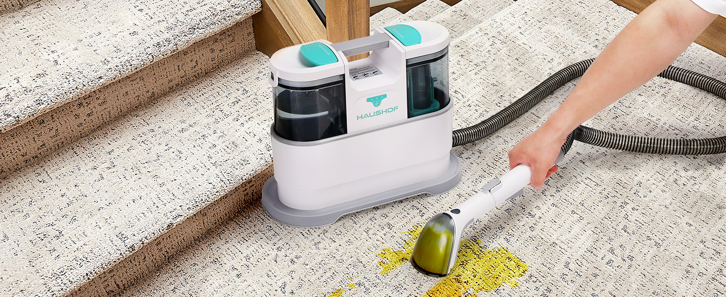 HAUSHOF StainZapper Pro: мийка для килимів та меблів, 450W, 12kPa, 1.5+0.8L, з миючим засобом та щіткою для швів. Ефективний видалення плям з килимів, диванів, меблів та авто.