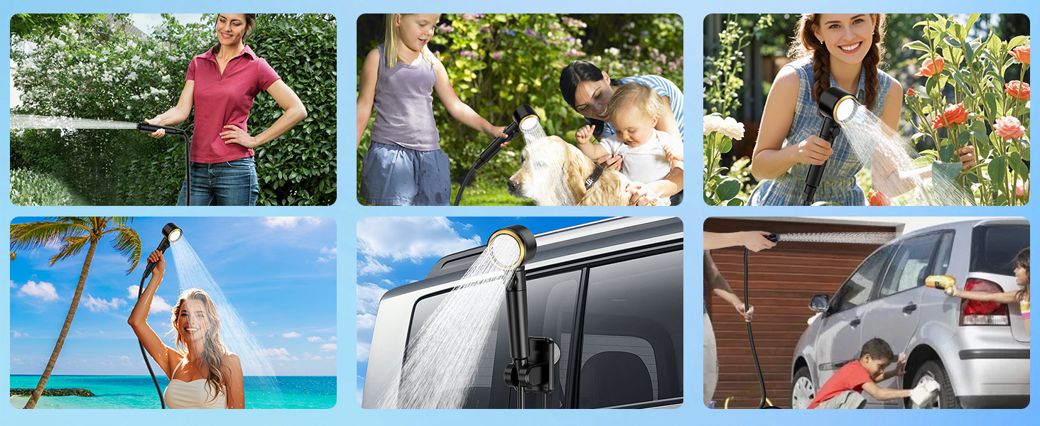 Портативна душова кабіна WADEO з насосом, 8000mAh, LED-дисплей, для кемпінгу та подорожей