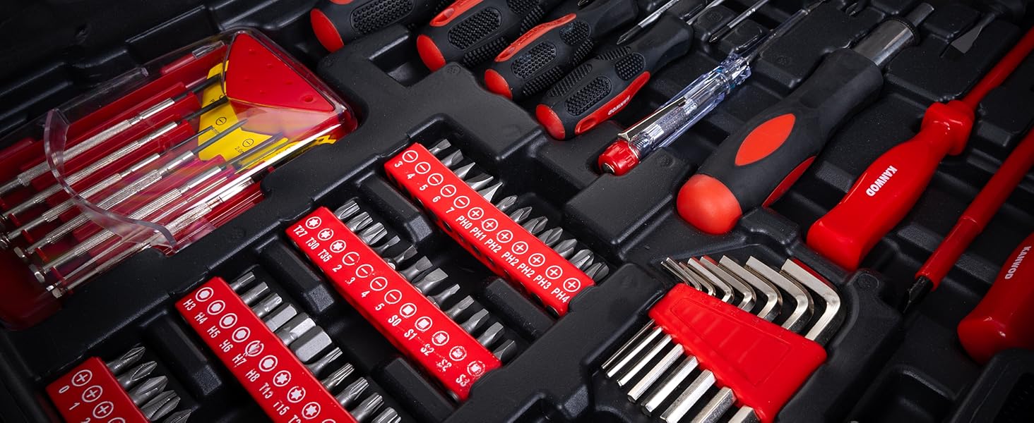 Набір інструментів KANWOD 1500 предметів в алюмінієвому кейсі на колесах - для дому, гаража, автосервісу та хобі