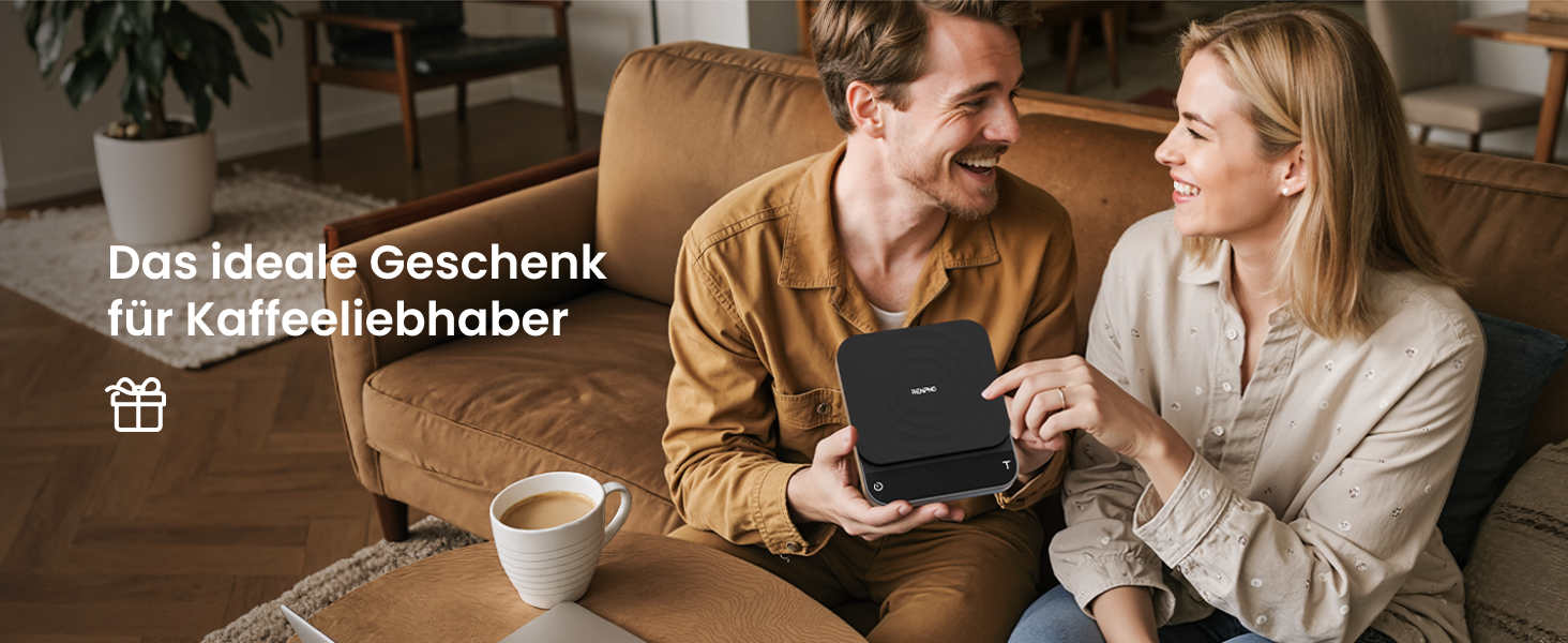 Електрична вага для кави RENPHO з таймером, перезаряджувана, точність 0,1г/3кг, автоматичний таймер, портативна вага для приготування кави Pour-Over та Filter, чорний, 192*167 мм