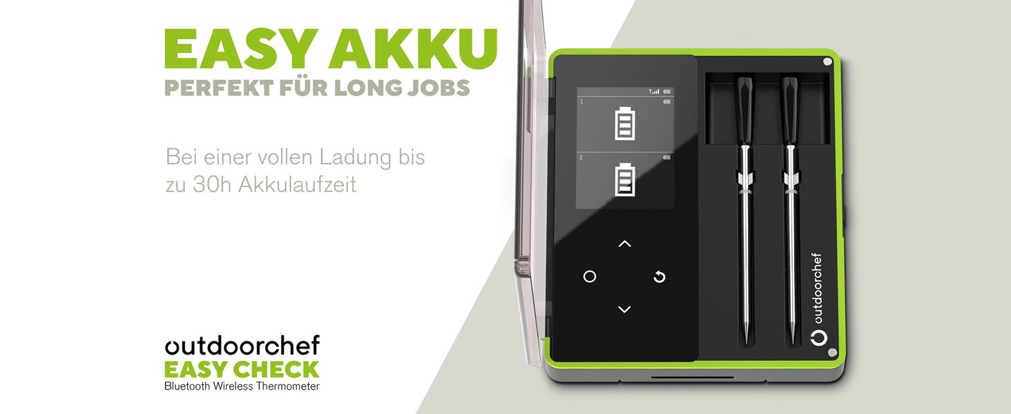 Термометр для гриля Outdoorchef Easy Check Quadro з Bluetooth, 4 датчики, 200м, для миття в посудомийній машині, з магнітною док-станцією