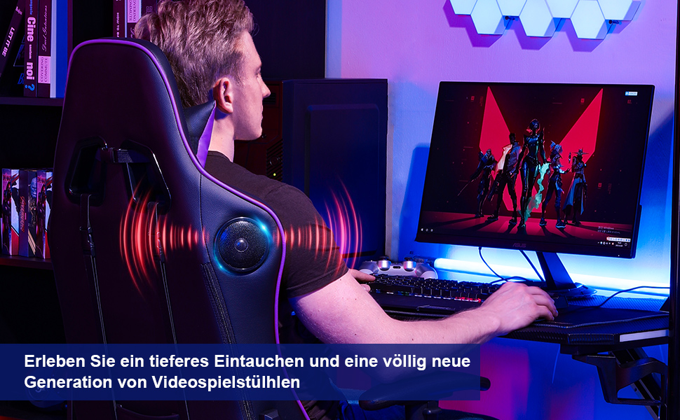 Ігровий крісло GTPLAYER з підніжкою, Bluetooth, регульована спинка, 150 кг, для комп'ютера та офісу