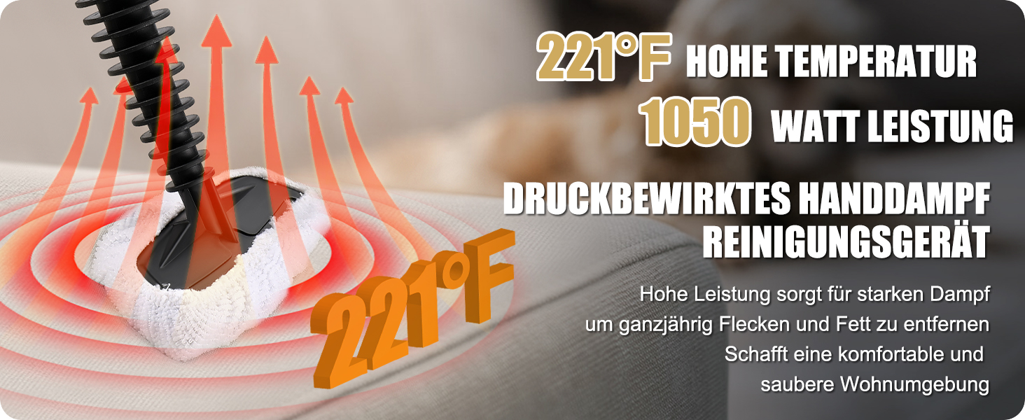 Портативний пароочисник 450 мл з 10 насадками та блокуванням безпеки. Швидкий нагрів. Універсальний пароочисник для дому, авто, кухні та підлоги.