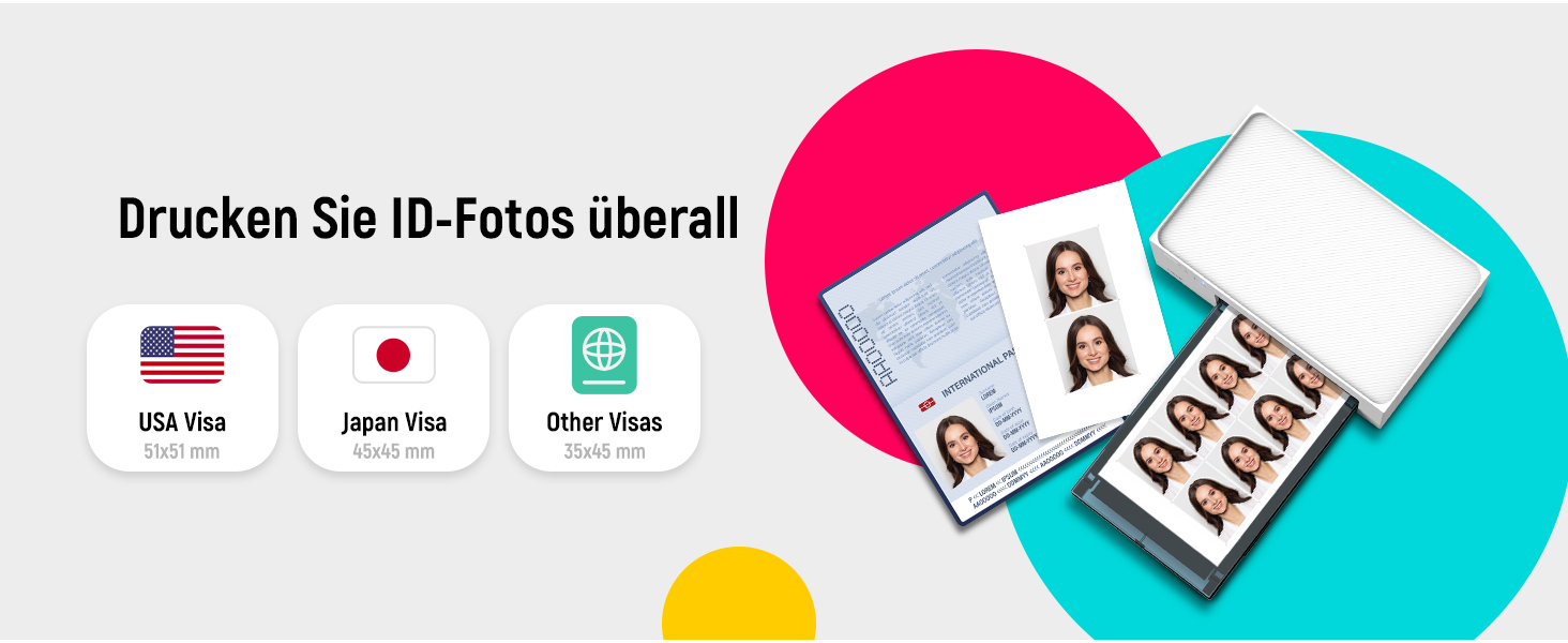 Портативний фотодрук для смартфонів Liene (10x15 см) + 2 пачки фотопаперу (20+80 листів), WiFi, сумісний з iPhone/Android/PC, 300 DPI, кольорова сублімація, білий