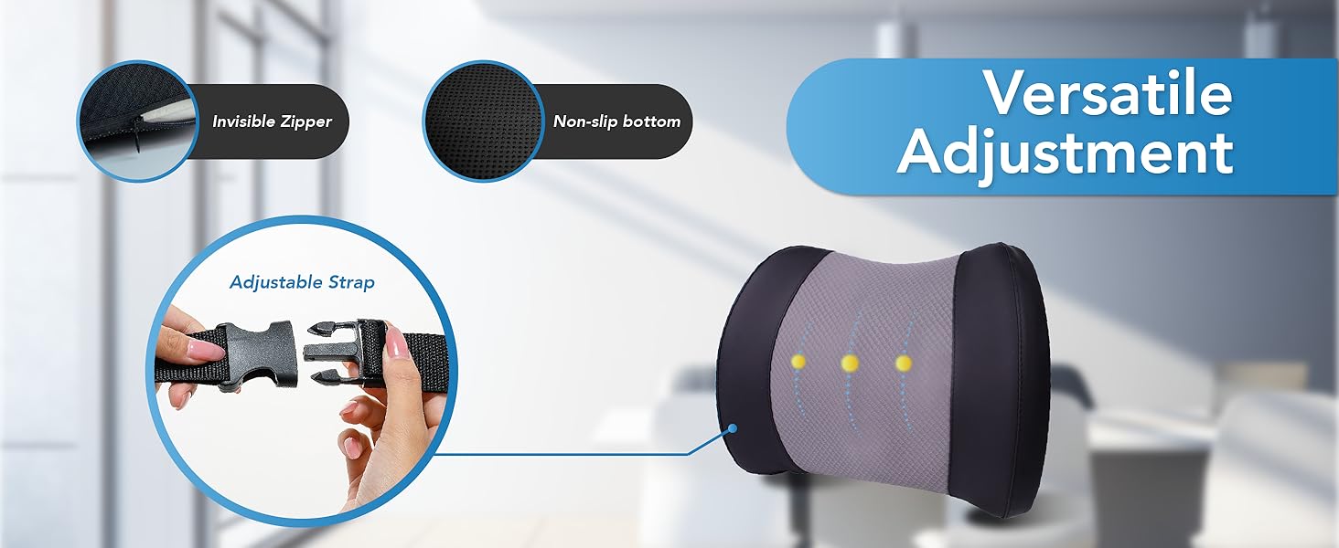 Подушка для підтримки попереку, Memory Foam, для спини, авто, офіс, крісло, інвалідний візок - чорний та сірий