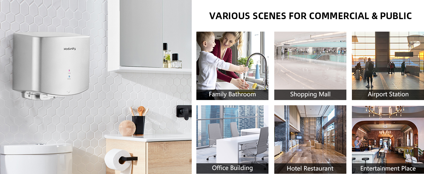 Автоматичний електричний сушар для рук настінний - для дому та офісу (срібляний)