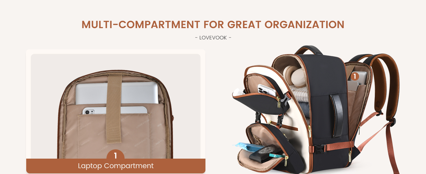 LOVEVOOK Рюкзак для ручної поклажі в літак 40L, жіночий великий, 17.3