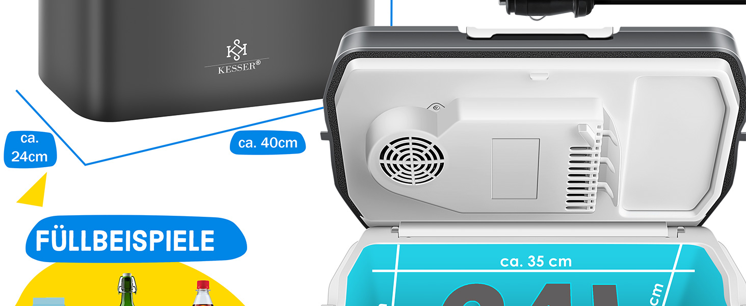 Автомобільний термобокс KESSER 24л: Електричний холодильник/грілка 12/230V для авто, човна, кемпінгу. Режими ECO та MAX, колір антрацит