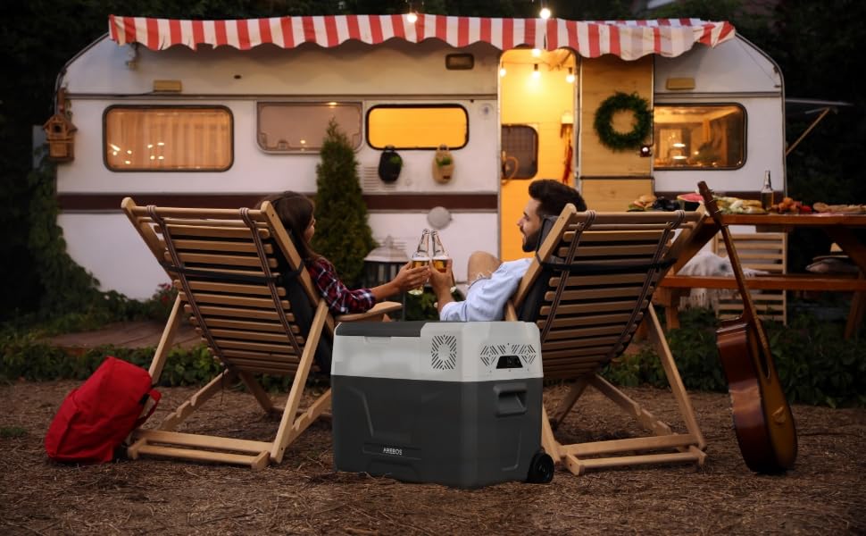 Автомобільний компресор-холодильник Arebos 39л з колесами: Електрична морозильна камера з APP, USB, -20°C (12/24V, 230V) для авто, кемпінгу, човна