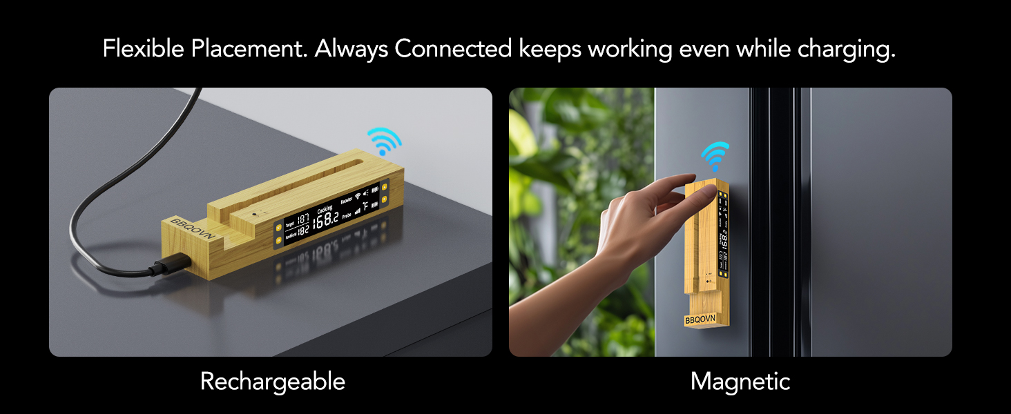 Бездротовий термометр для м'яса з Bluetooth та нескінченною дальністю, 7 сертифікованих NIST сенсорів, для гриля, мангала, печі, фритюрниці (чорний)