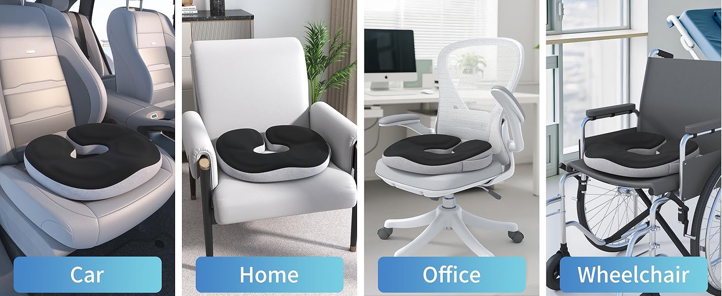 Ортопедична подушка-кільце з ефектом пам'яті для копчика та куксицевого відділу, протигеморройна та протипролежнева подушка для вагітних та реабілітації (Чорна)