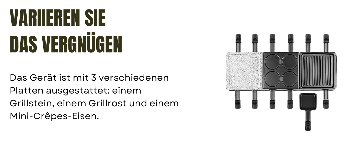 Електричний гриль-рашетте Raclette Fondue Kombi на 12 осіб: гриль, рашетте та крепельниця. 1650 Вт