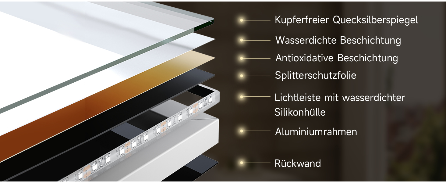 Дзеркало для ванної кімнати SONNI з підсвічуванням 80x60 см, IP44, холодне біле світло