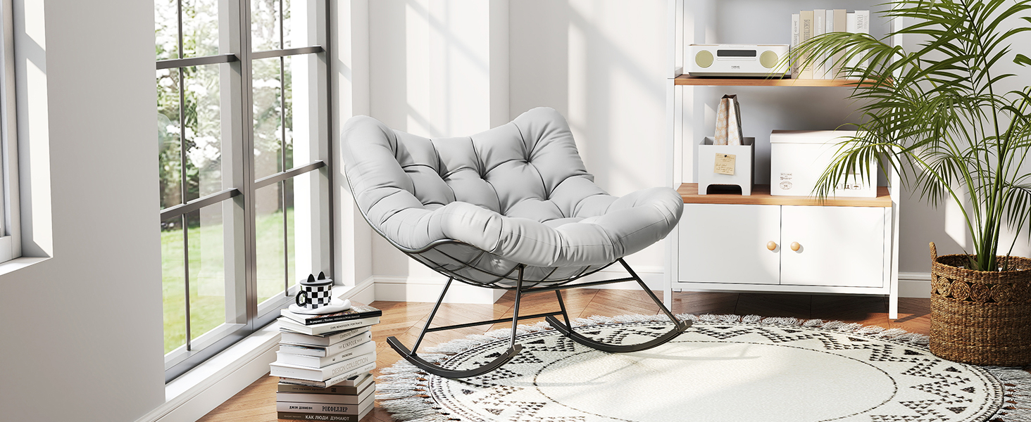 Крісло-гойдалка COSTWAY для саду, балкона та дому, зелене, з подушкою, вантажопідйомність 205 кг