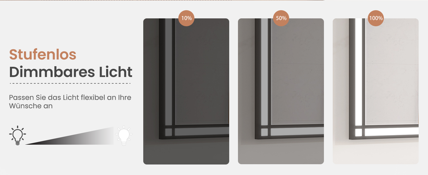 Дзеркало для ванної кімнати AQUABATOS LED з підсвічуванням 50x70 см, імітація вікна, сенсорне регулювання, регулювання яскравості, холодний білий, протизапотівання, чорний алюмінієвий каркас, декор у індустріальному стилі