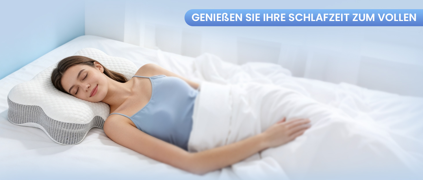 Подушка для шиї з Memory Foam, анатомічна для сну на боку та спині, біла. Ортопедична подушка для підтримки шийного відділу хребта.