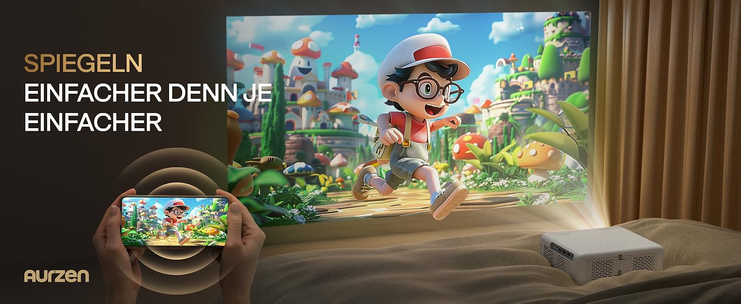 Aurzen Eazze D1 Smart Beamer: 4K проєктор для домашнього кіно з підтримкою 4K, Full HD 1080P, Netflix, Dolby Audio, автофокусом, корекцією трапеції, Wi-Fi, Bluetooth, білий