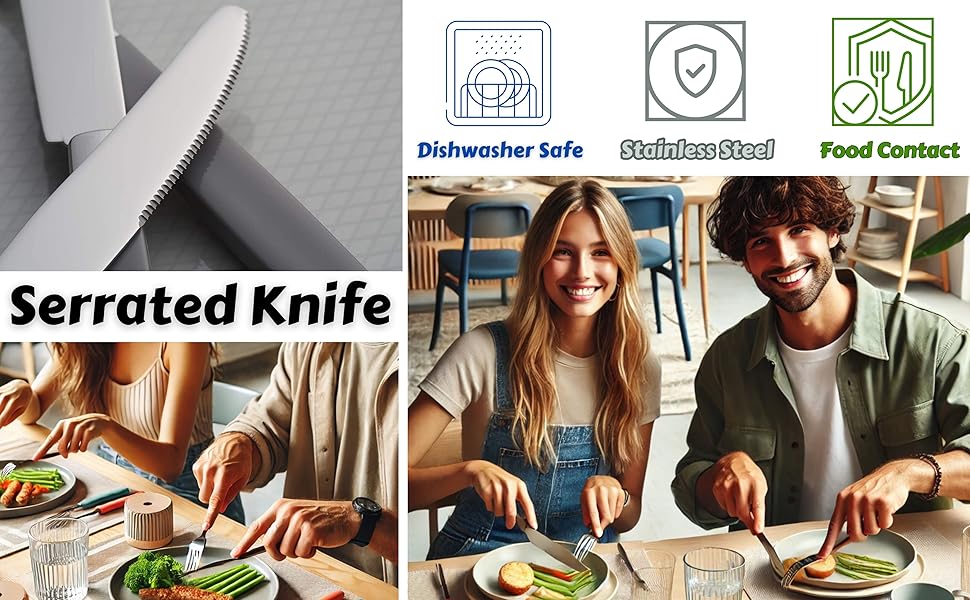 EXZACT Набір столових приборів 24 шт. з нержавіючої сталі, з ручками з заклепками/Столові прибори в ретро-стилі - 6 виделок, 6 ножів, 6 ложок, 6 чайних ложок - Рожевий