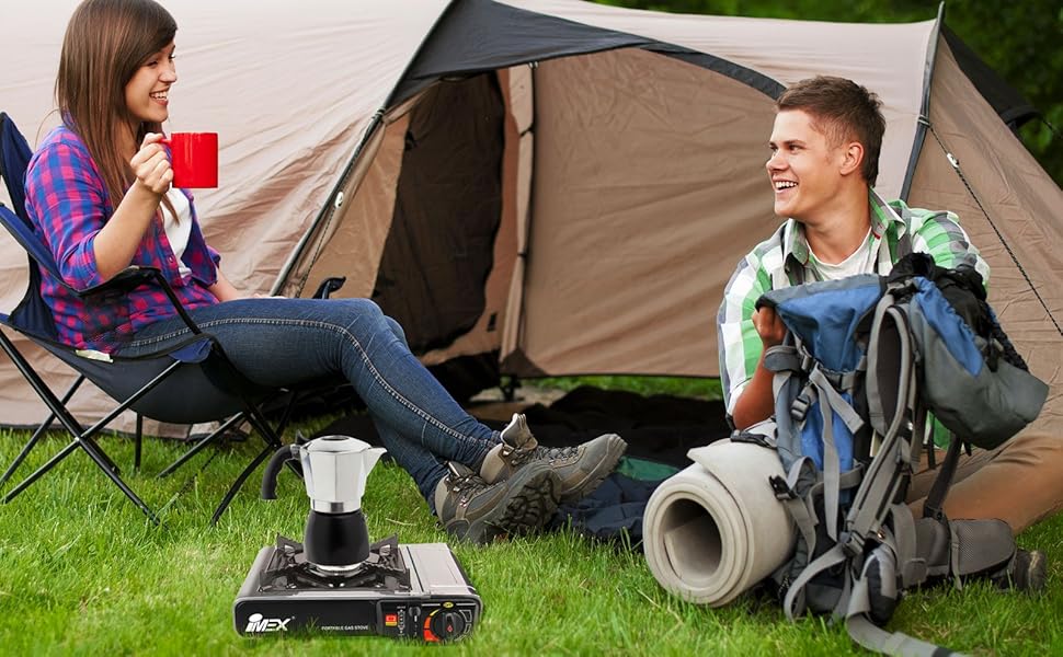 IMEX Camping: Газовий набір для приготування їжі з 16 балончиками в кейсі – ідеальний для кемпінгу, пікніків, барбекю та подорожей на природу