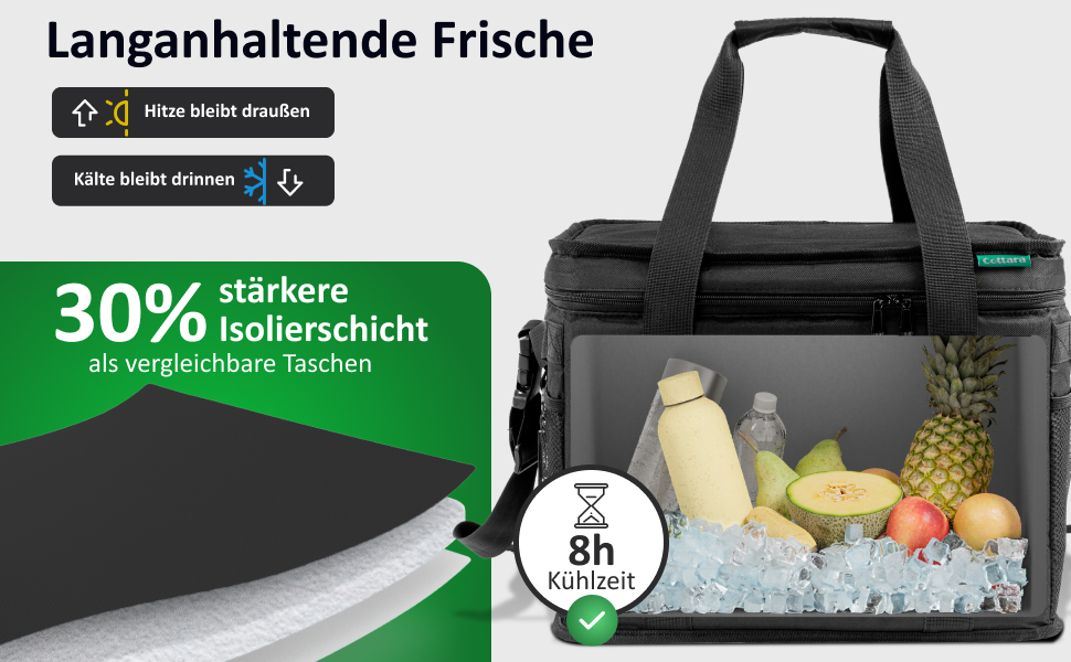 Сумка-холодильник Cottara велика з герметичною ізоляцією 30 л сумка-холодильник складна велика для покупок і пікніка ідеальна сумка для покупок, ізольована сумка, термосумка, сумка для пікніка 30 л чорна
