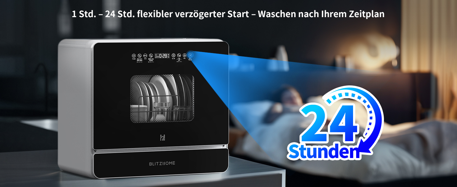 BLITZHOME Міні посудомийна машина: портативна, 9 програм, 5.2L, з керуванням через додаток