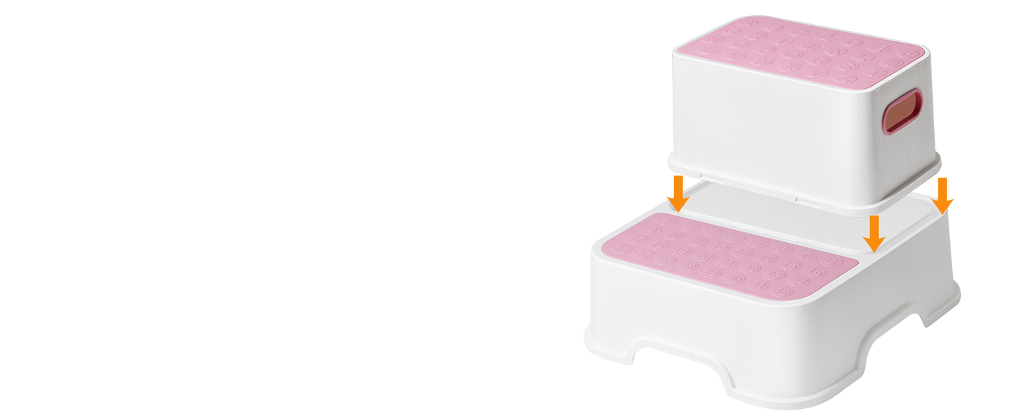 Дитяче сидіння на унітаз DEANIC з підставкою-сходинками, рожеве - для малюків від 1 до 6 років + 2 подушки та щітка