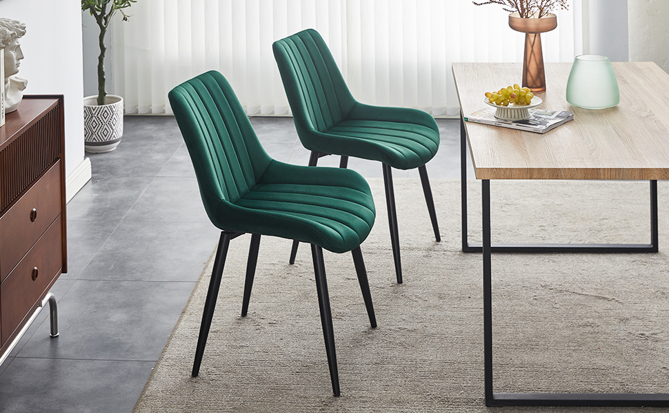 Набір з 2-х стільців для їдальні TUKAILAI з штучної шкіри, ергономічні, з металевим каркасом, до 150 кг, для кухні, їдальні та вітальні, коричневі (зелені, велюрові, набір 4 шт.)