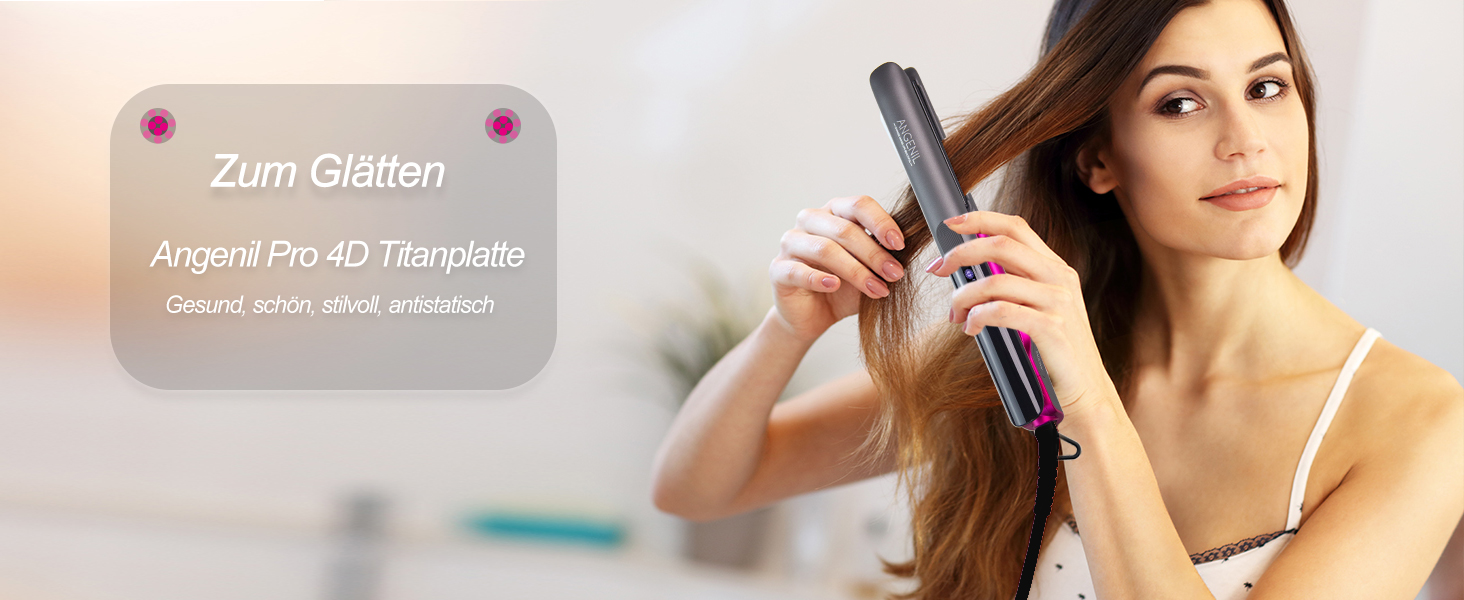 Титановий випрямляч та плойка 2-в-1 ANGENIL Pro Mini для подорожей, сірий (2.5 см) - швидкий нагрів, подвійна напруга