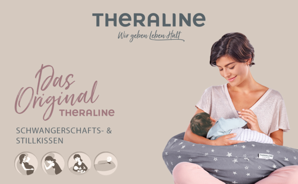 Подушка для вагітних та годування груддю Theraline Original 190 см, зелений хакі (з чохлом) - подушка для сну на боці, перлинний наповнювач