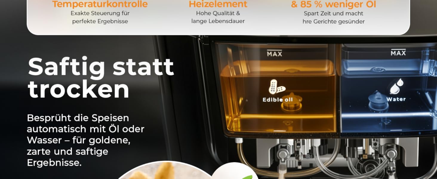 Бальтер Фритюрниця з гарячим повітрям Airfryer 5.5 л, 12 програм, з вікном, 100 рецептів, HL-551T (Чорний)