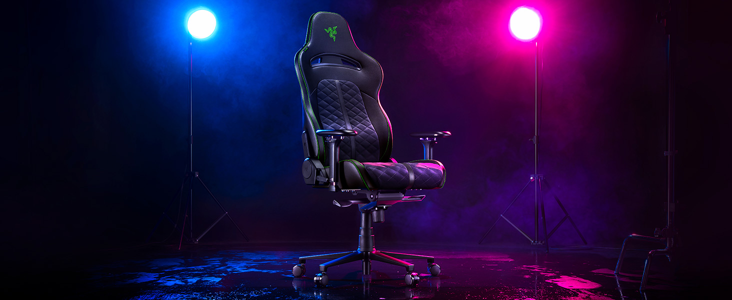 Геймінговий крісло Razer Enki X - комфорт на весь день (підтримка попереку, широке сидіння, оптимізована щільність, нахил до 152°) Зелений | Стандарт
