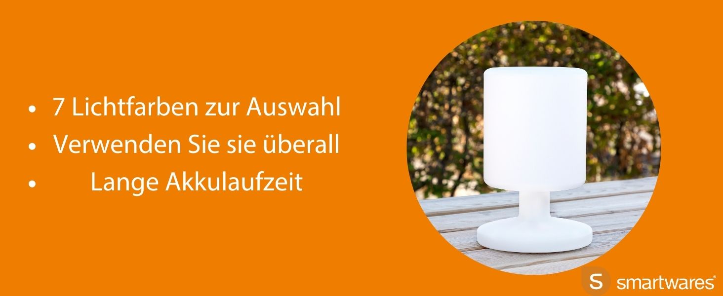 Акумуляторна світлодіодна настільна лампа 5 Вт для внутрішнього/зовнішнього використання, 7 кольорів, 5000.472