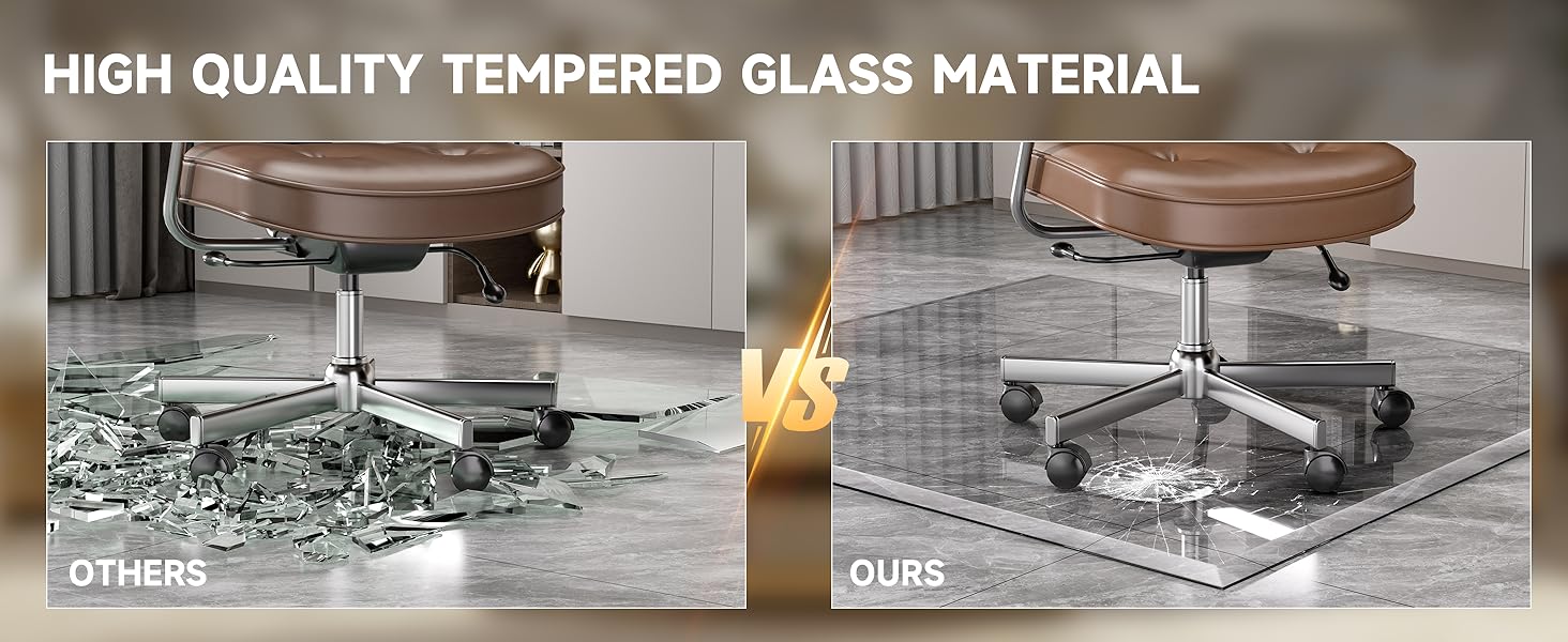 Захисна підкладка під офісний стілець з прозорого скла, 121 x 91 см, з заокругленими краями, для захисту підлоги, підходить для килимових та дерев'яних підлог