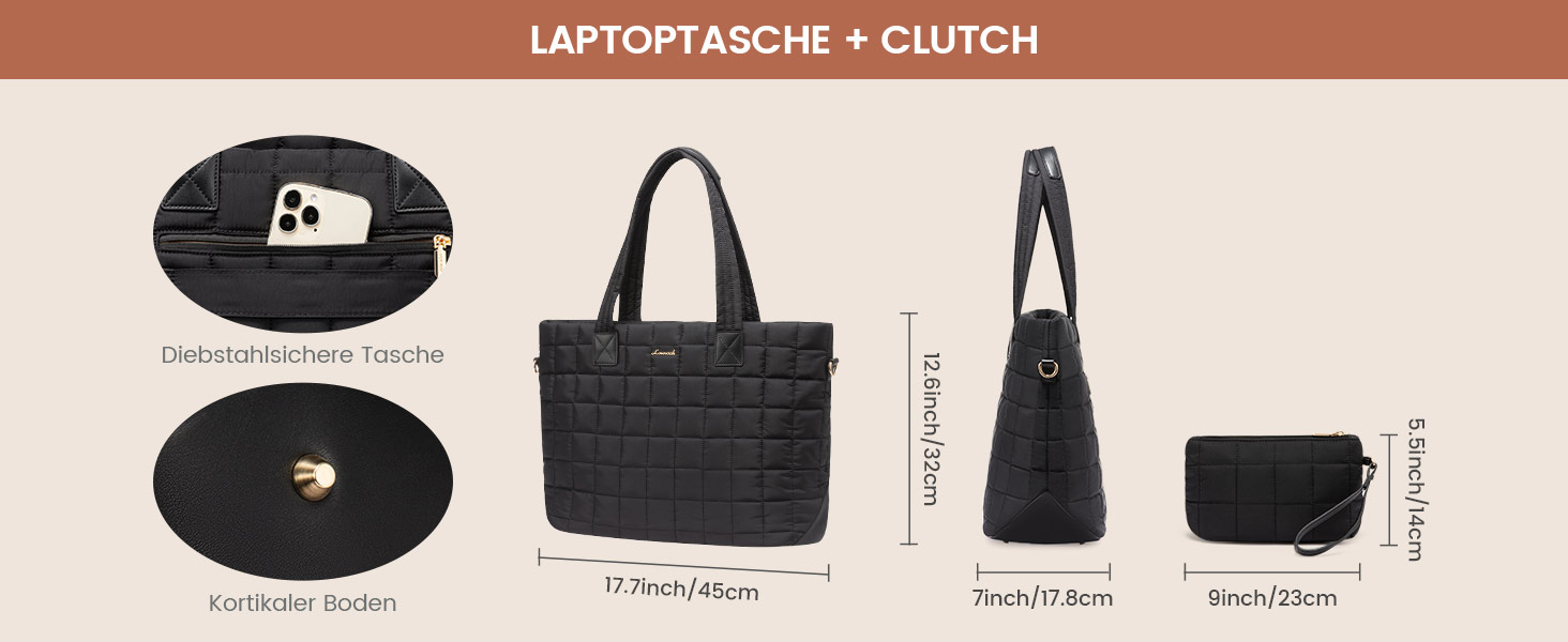 Сумка для ноутбука LOVEVOOK 15.6 дюймів для жінок: робоча, шкільна, для офісу, чорна