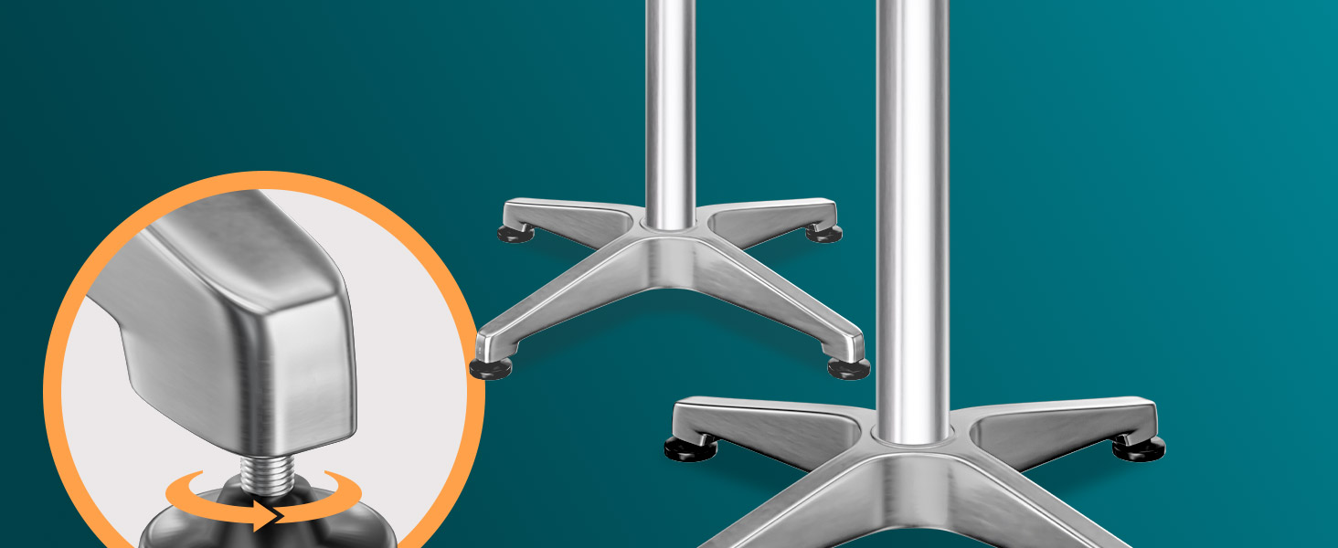 Столик Casaria® 2in1: регульована висота, складний, Ø 60 см, алюміній, для вулиці та дому