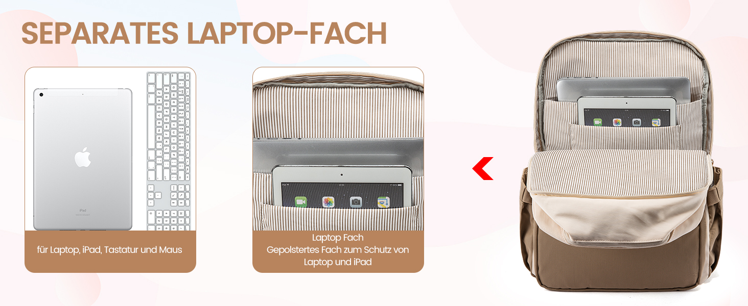 Жіночий рюкзак LOVEVOOK 15.6 дюймів: водонепроникний, для ноутбука, універсальний, для роботи, навчання, подорожей, бежевий/коричневий