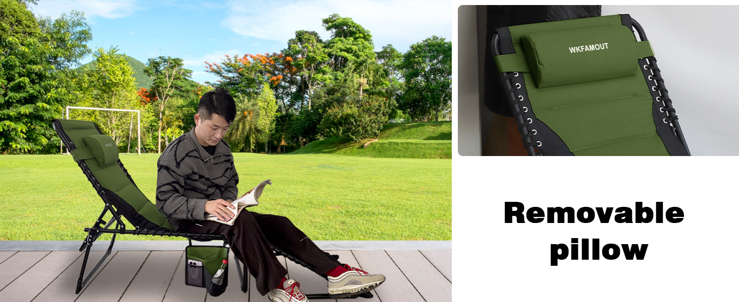 Велике розкладне шезлонге для саду: Outdoor, XXL, 5 положень спинки, до 150 кг, з подушкою та кишенею, 200x68 см, сірий